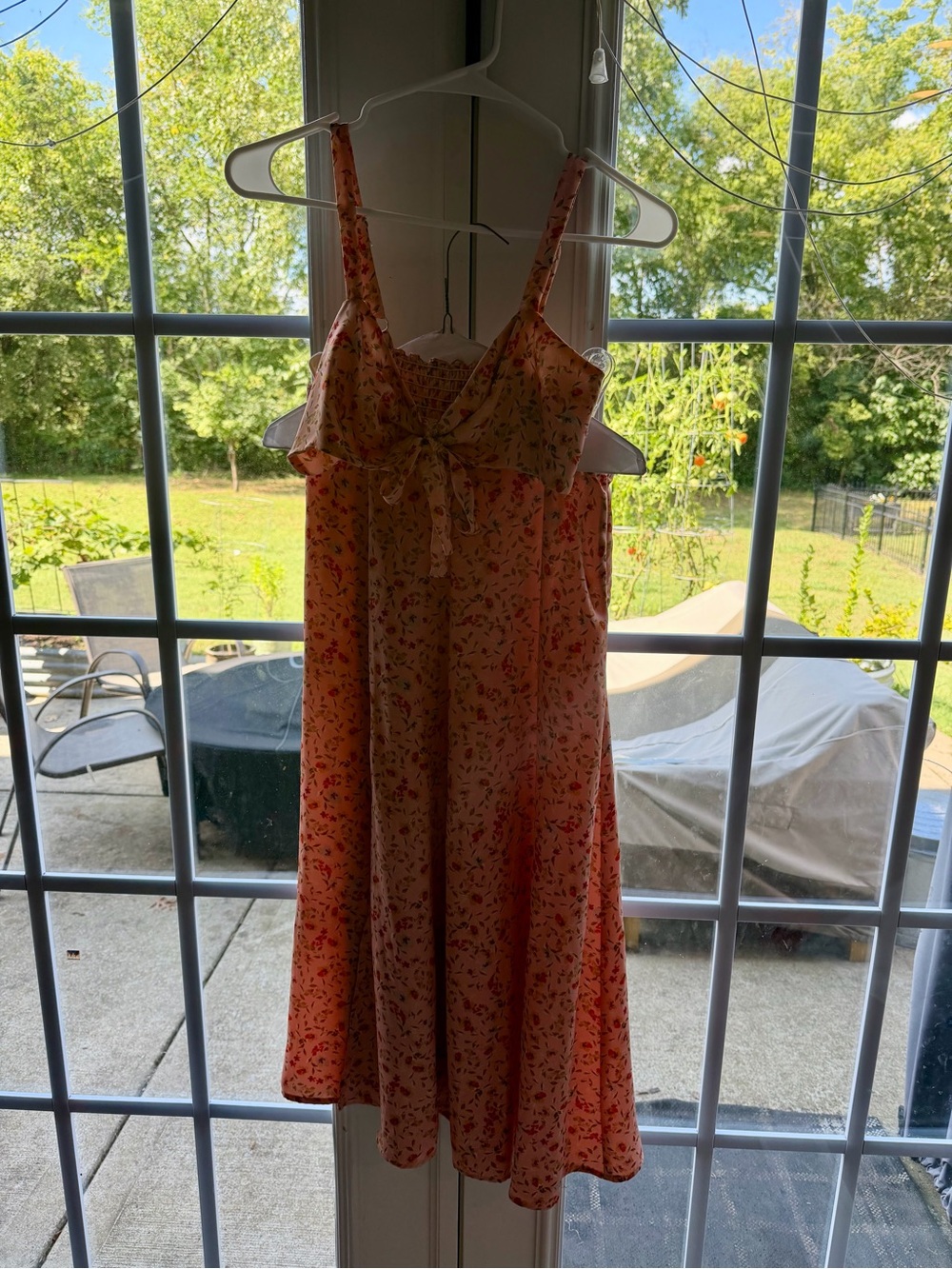 RESA Peach Floral Tie-Front Mini Dress